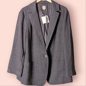 J.Jill Charcoal Grey Tweed Stretch Lined Blazer Size 3X